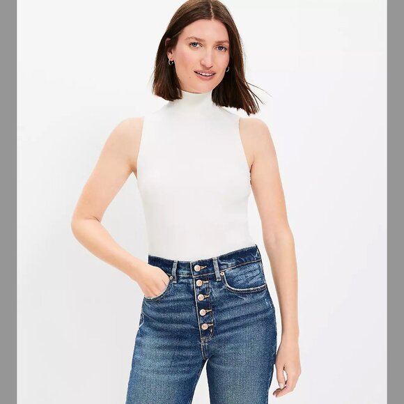 NWT LOFT Ribbed Mock Neck Shell - Picture 4 of 4